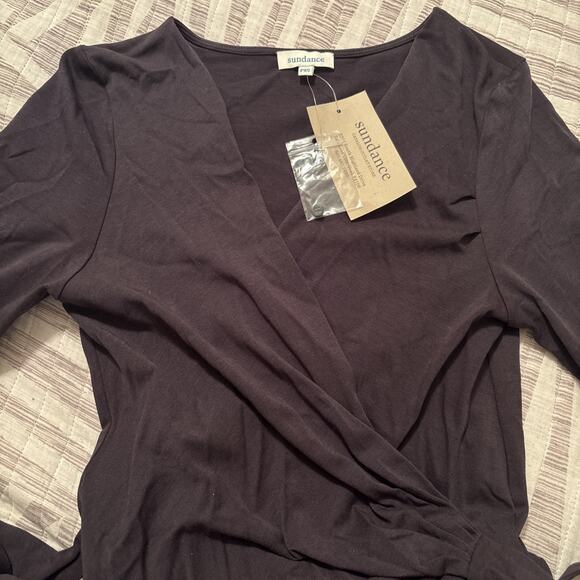 Sundance Dress Womens Petite XS Black Cross Front Knee Length V-Neck Sheath - Picture 3 of 3